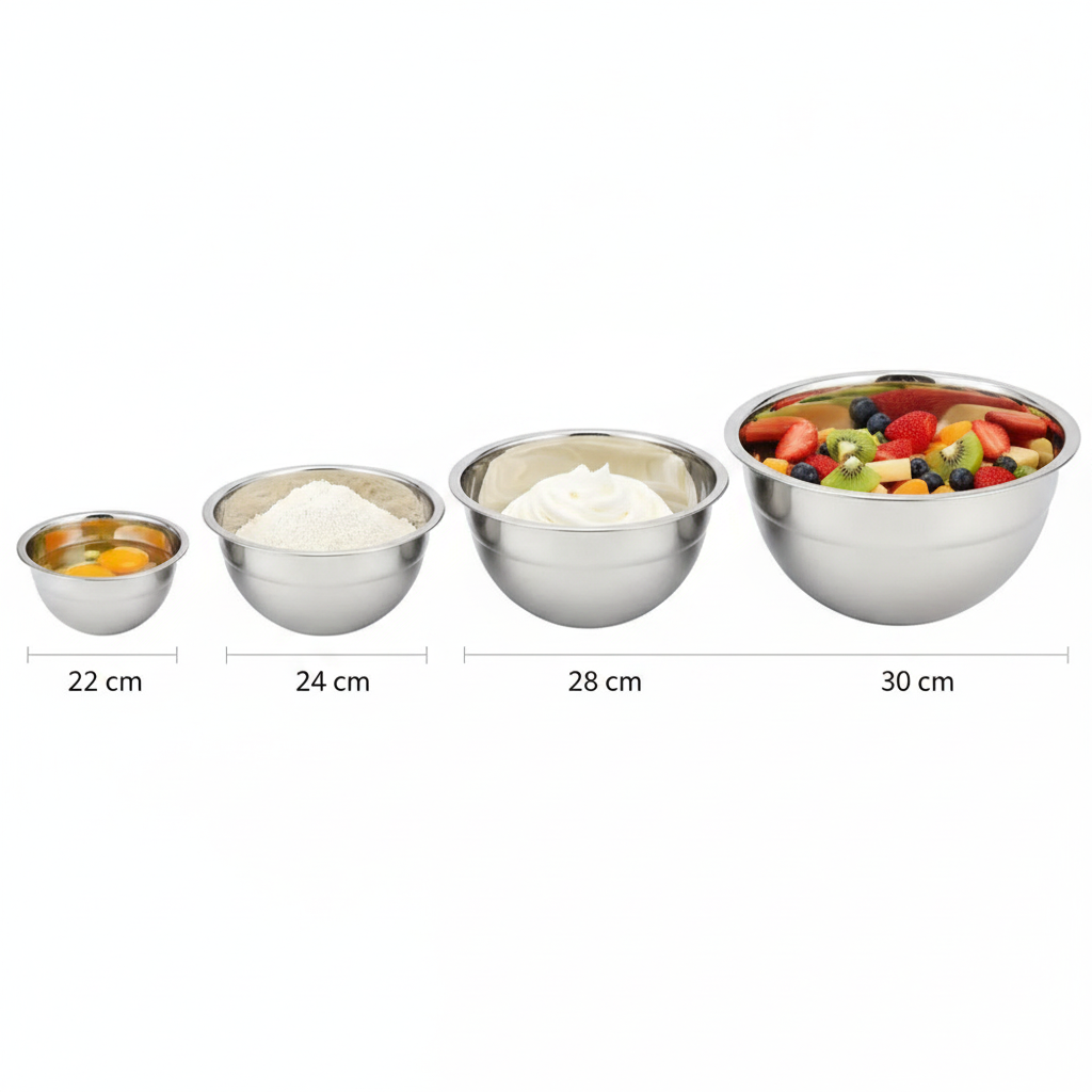 Set 5 Bowl Acero Inoxidable Reposteria Cocina Mezcladores-9