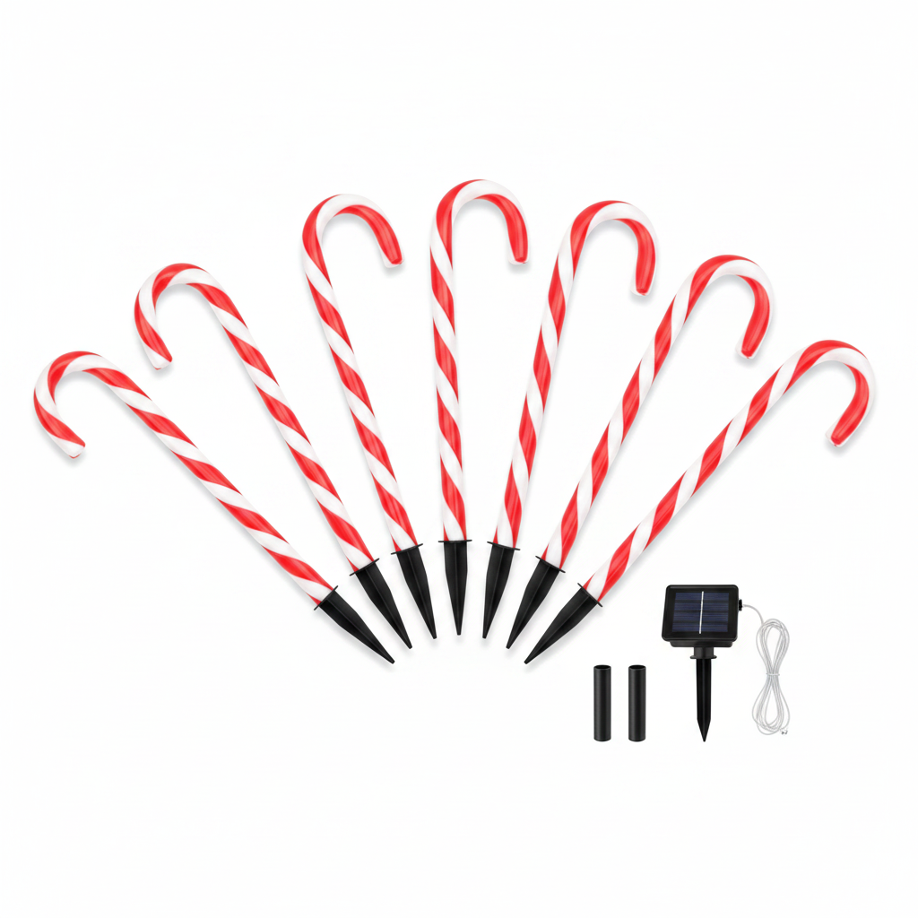 Set 6 Bastones Solares Navidad LED 62cm Jardín Camino Luces-3