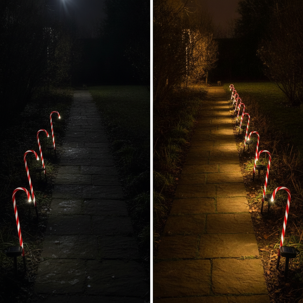 Set 6 Bastones Solares Navidad LED 62cm Jardín Camino Luces-6