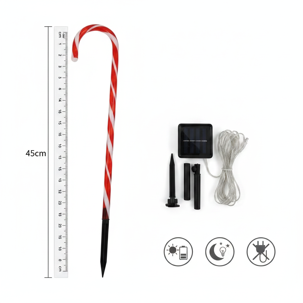 Set 6 Bastones Solares Navidad LED 62cm Jardín Camino Luces-7