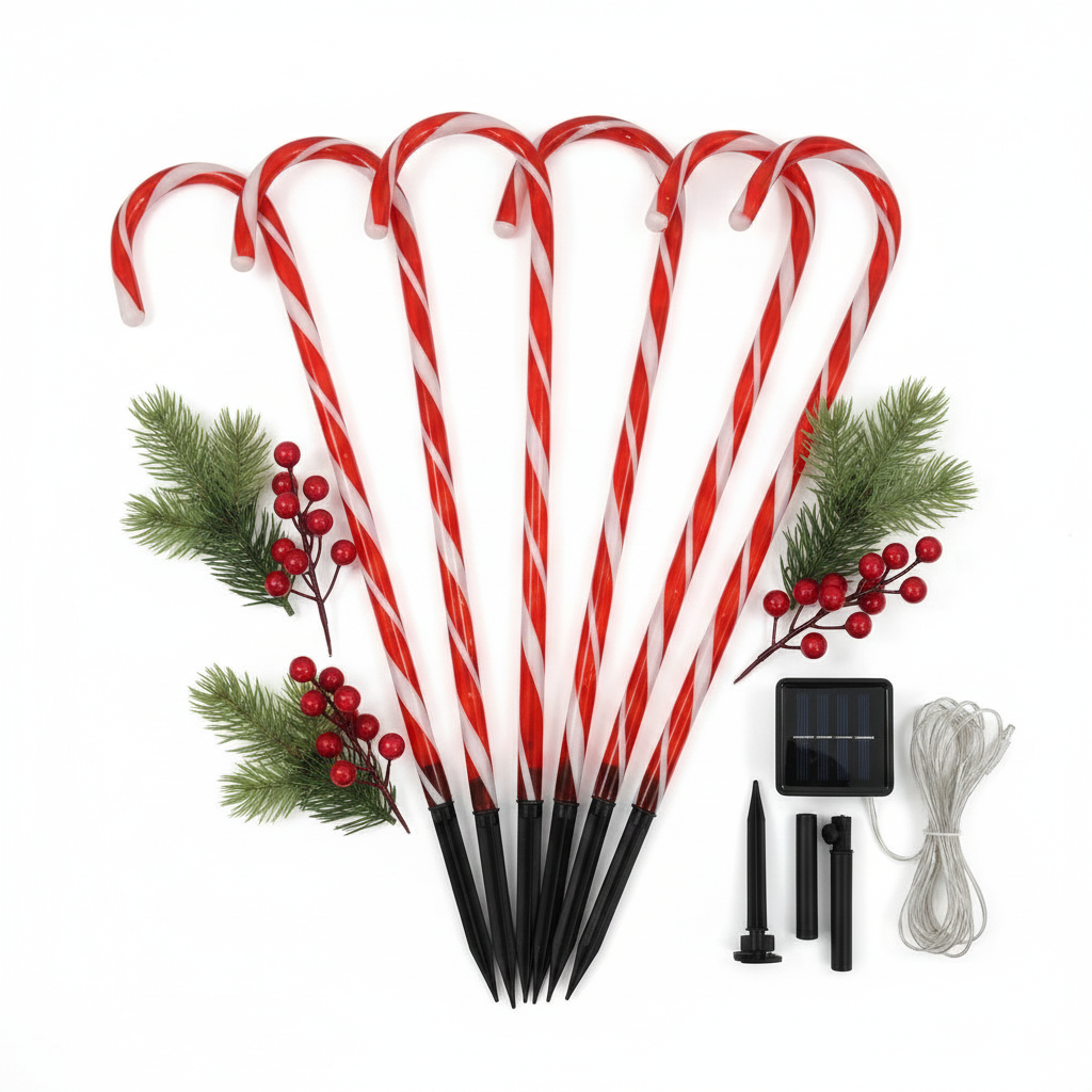 Set 6 Bastones Solares Navidad LED 62cm Jardín Camino Luces-8