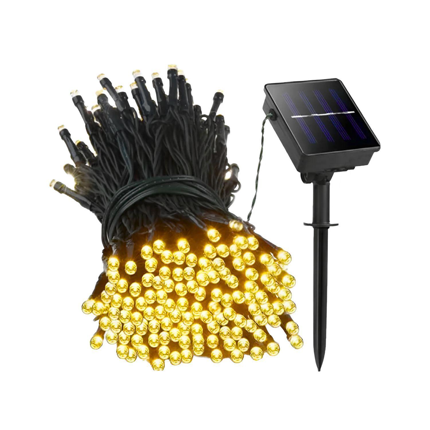 Set 3 Luces Navideñas Solar Calidas 100 Led 10M Decoracion-2