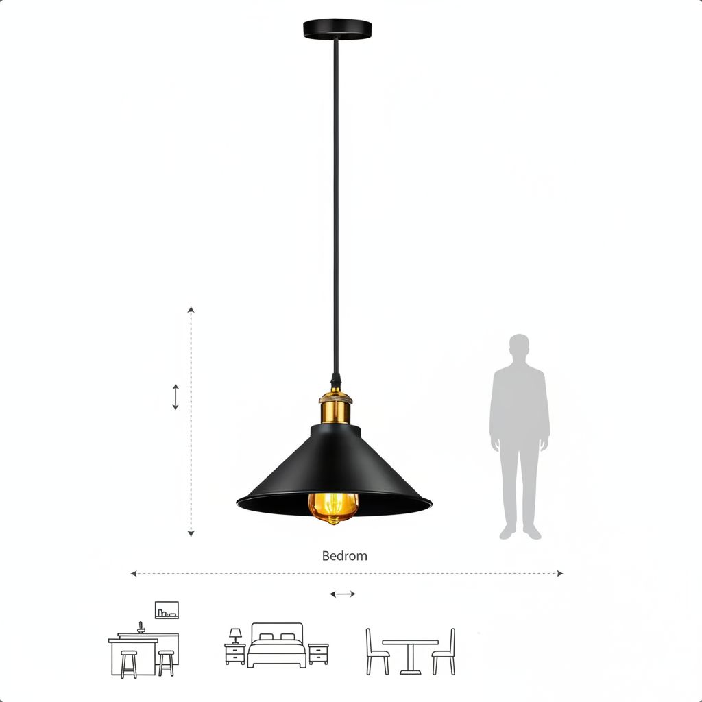 Lampara Colgante Vintage Industrial Negra E27 Retro Metal-6