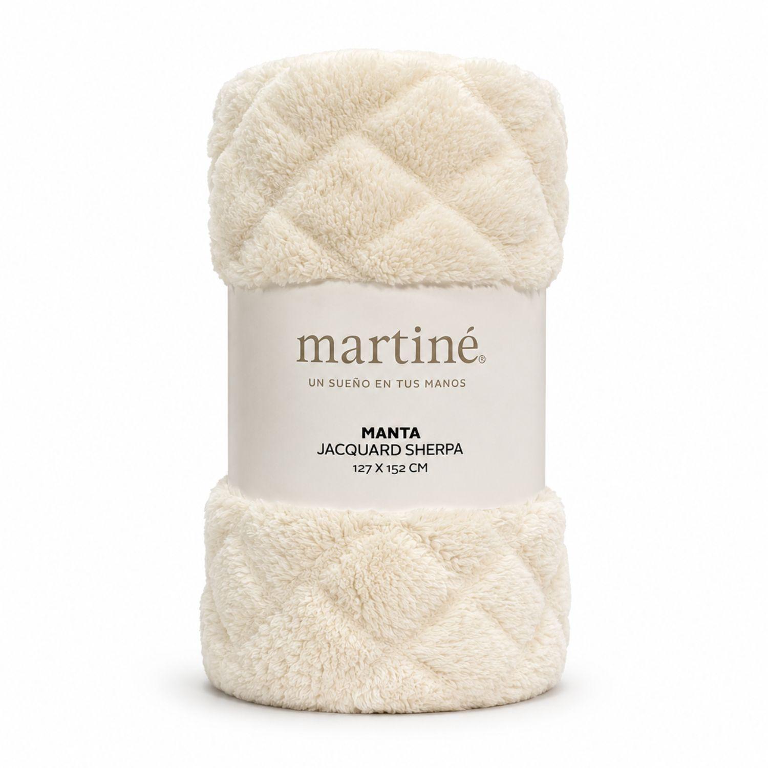 Manta Jacquard Polar Sherpa Martine Crema 127x152cm-0