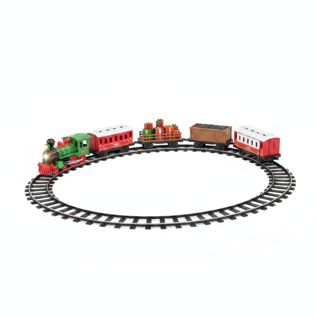 Tren Electrico Navideño Rieles Locomotora Navidad 35 Piezas-4