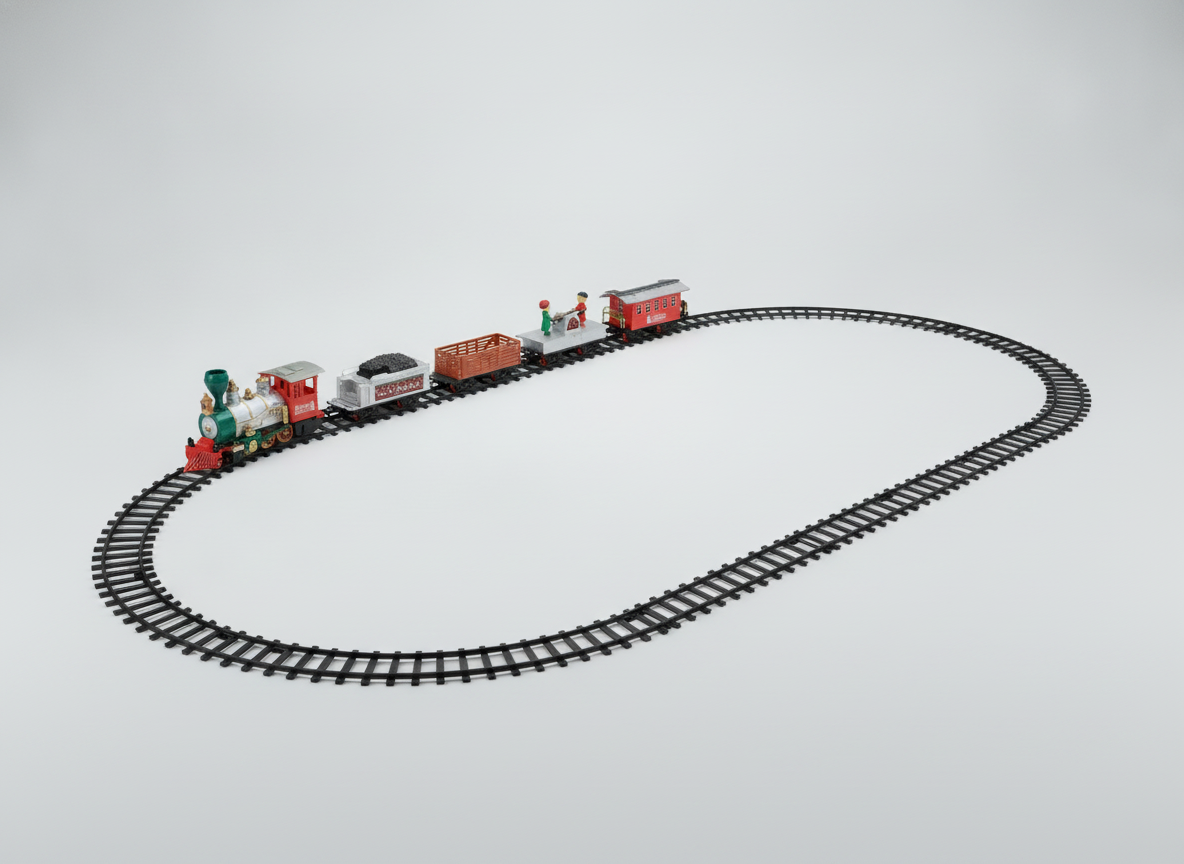Tren Electrico Navideño Rieles Locomotora Navidad 35 Piezas-6