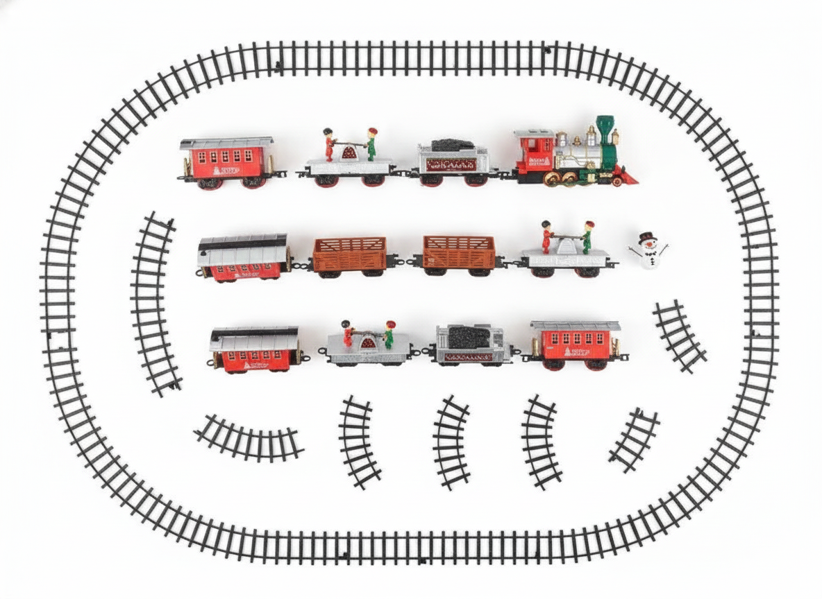 Tren Electrico Navideño Rieles Locomotora Navidad 35 Piezas-8