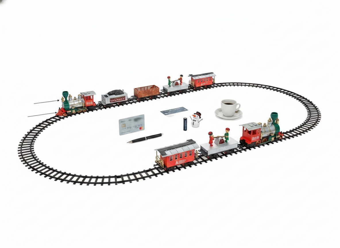 Tren Electrico Navideño Rieles Locomotora Navidad 35 Piezas-9