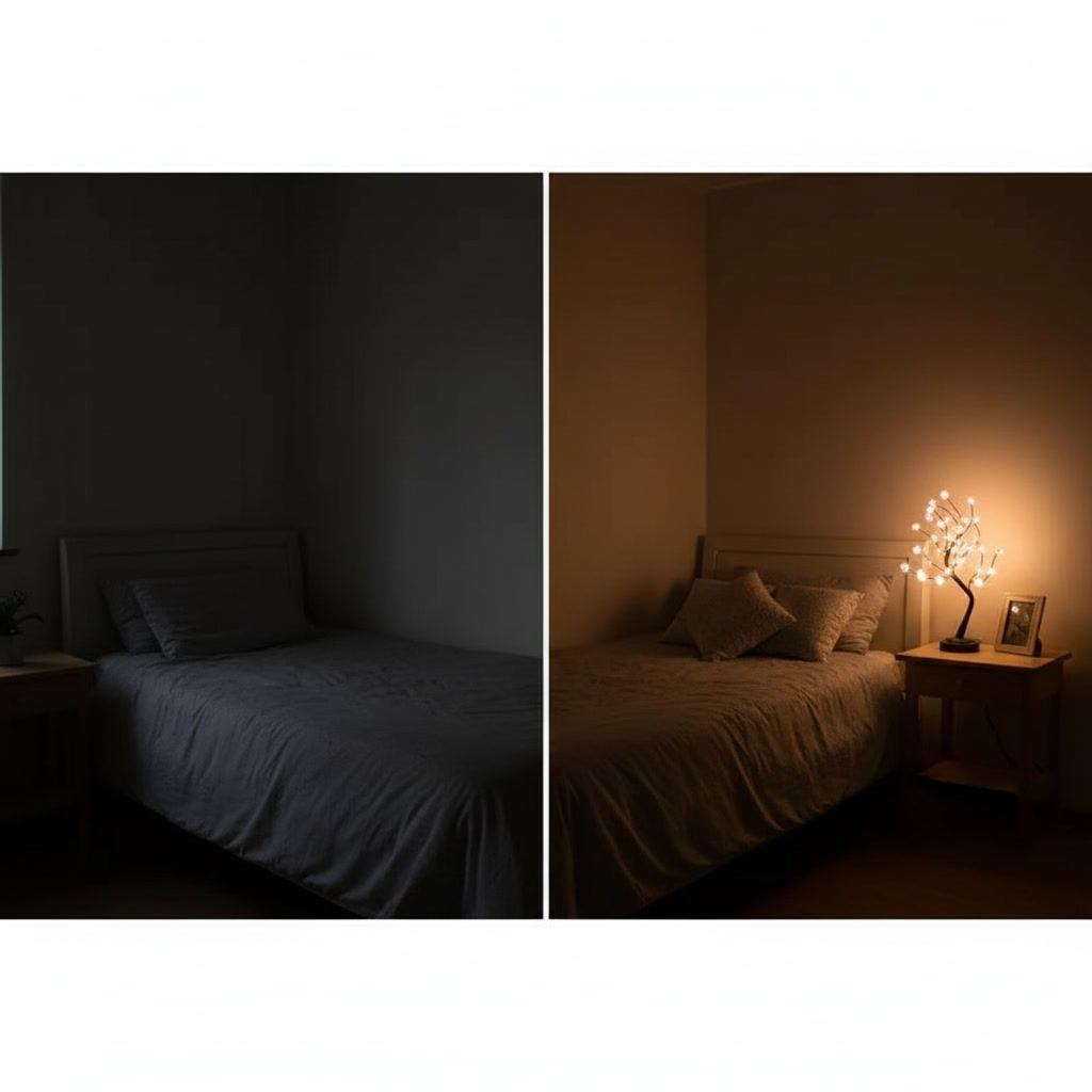 Lampara Velador Arbol 36 Led Usb Flores Decoracion Mesa-5