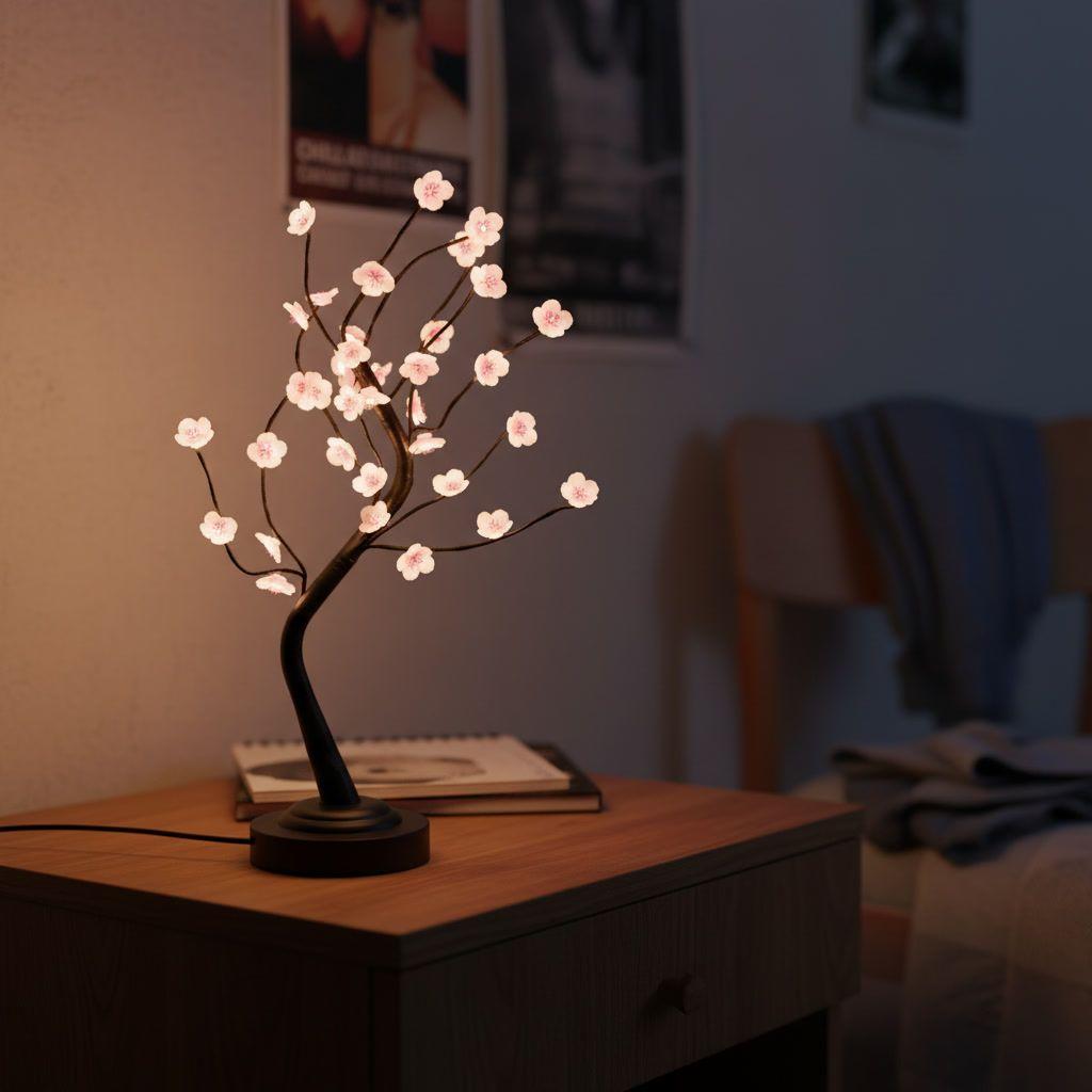 Lampara Velador Arbol 36 Led Usb Flores Decoracion Mesa-6