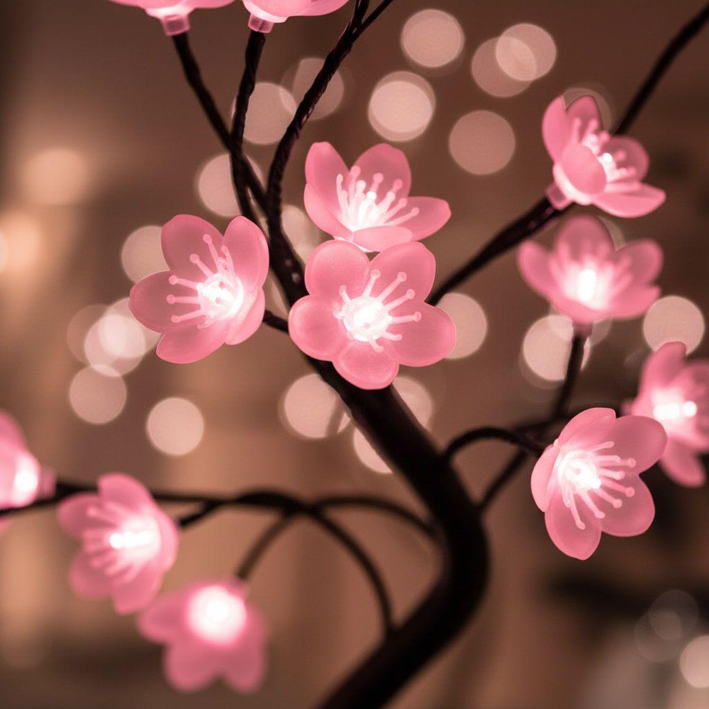 Lampara Velador Arbol 36 Led Usb Flores Decoracion Mesa-7