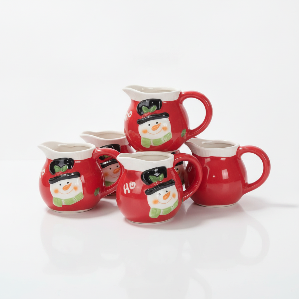 Jarra Ceramica Navideña Snowman Lechera Adorno Muñeco Nieve-6