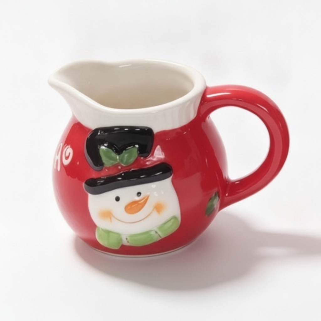 Jarra Ceramica Navideña Snowman Lechera Adorno Muñeco Nieve-8