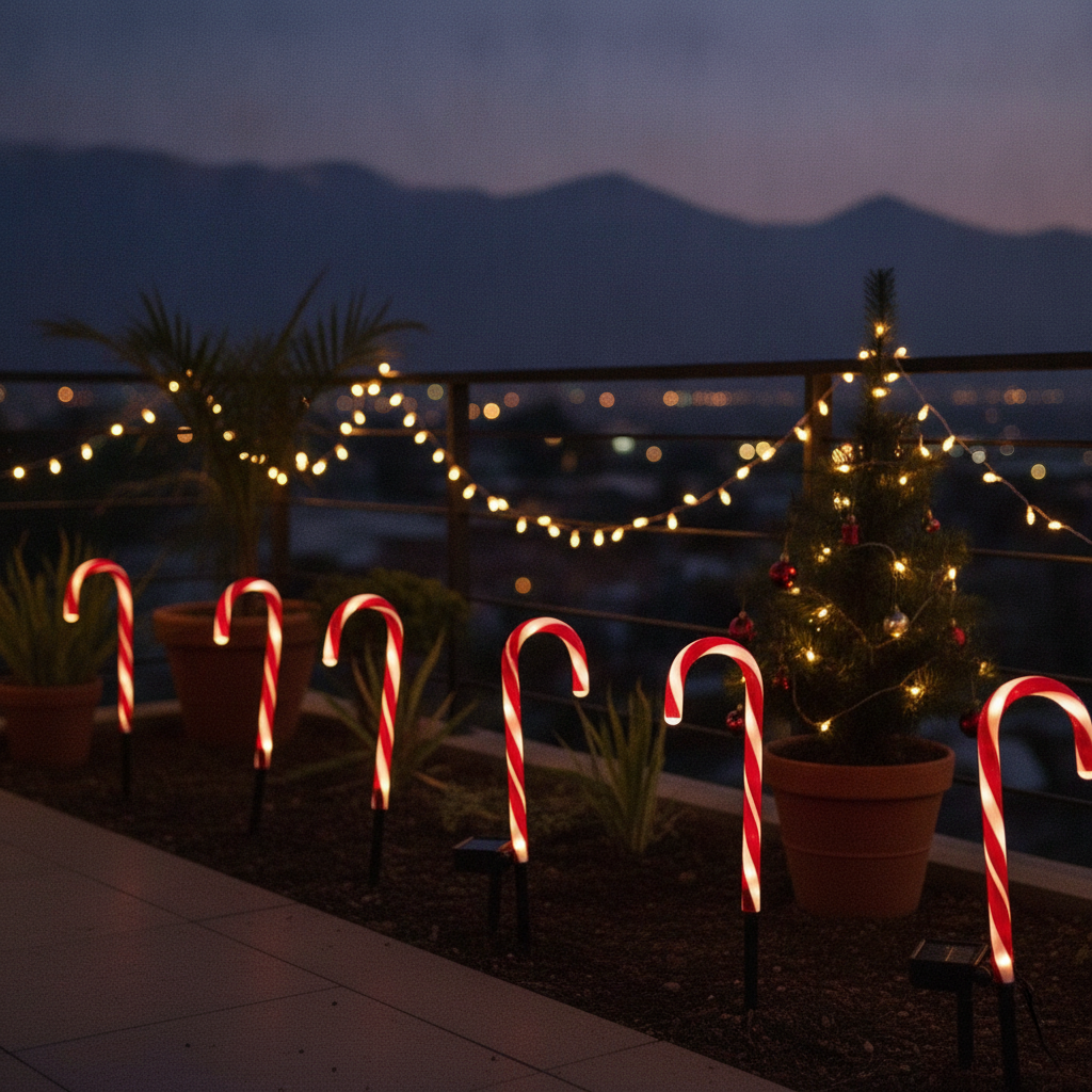 Set 5 Bastones Solares Navidad LED 25cm Jardín Camino Luces-2
