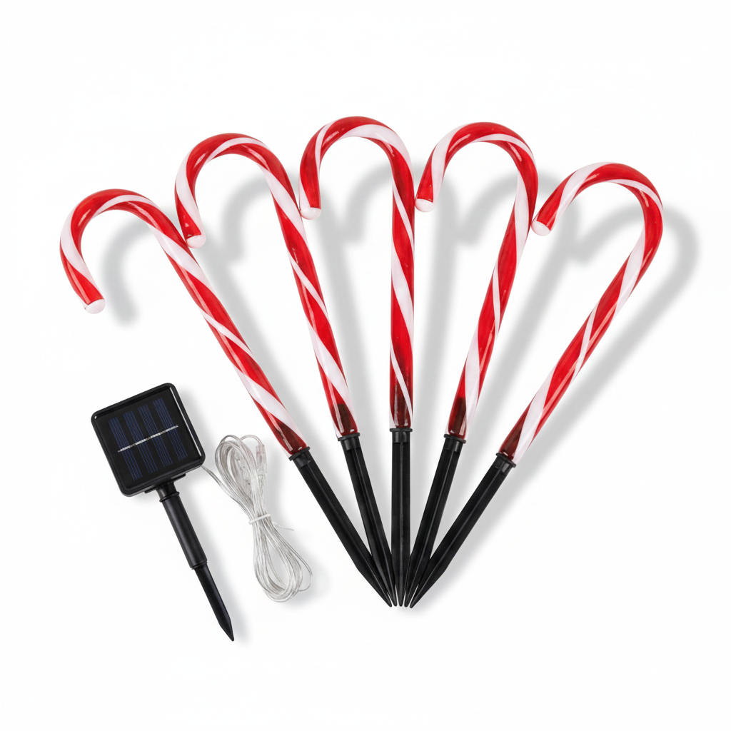 Set 5 Bastones Solares Navidad LED 25cm Jardín Camino Luces-7