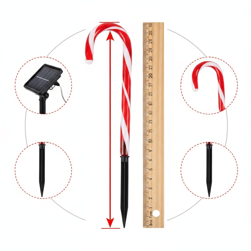 Set 5 Bastones Solares Navidad LED 25cm Jardín Camino Luces-9