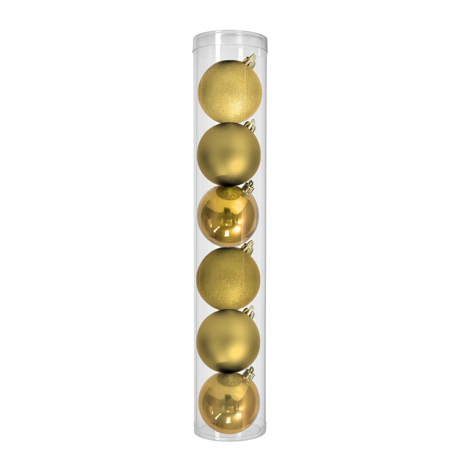 6 Bambalinas Navideñas Esferas Dorado 8cm Adorno Decoración-0