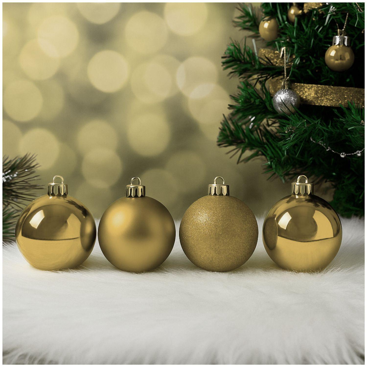 6 Bambalinas Navideñas Esferas Dorado 8cm Adorno Decoración-2