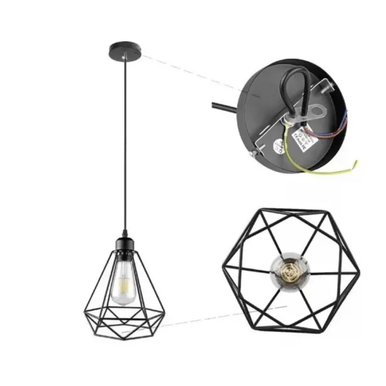 Lámpara Colgante Geométrica Negra Moderno Iluminación-1