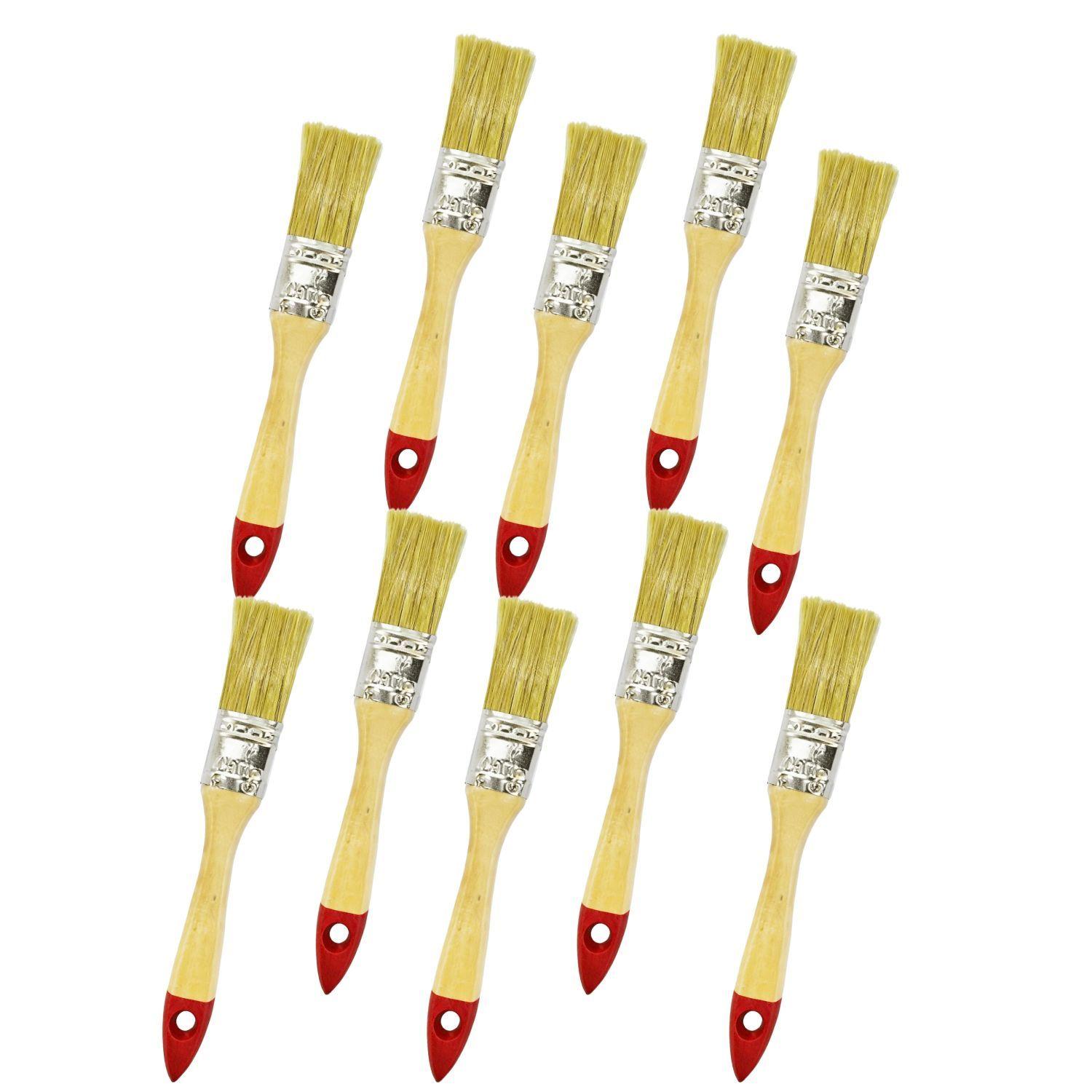 Set 10 Brochas Mango Madera 1 Pulgada Para Pintura Pintar-0