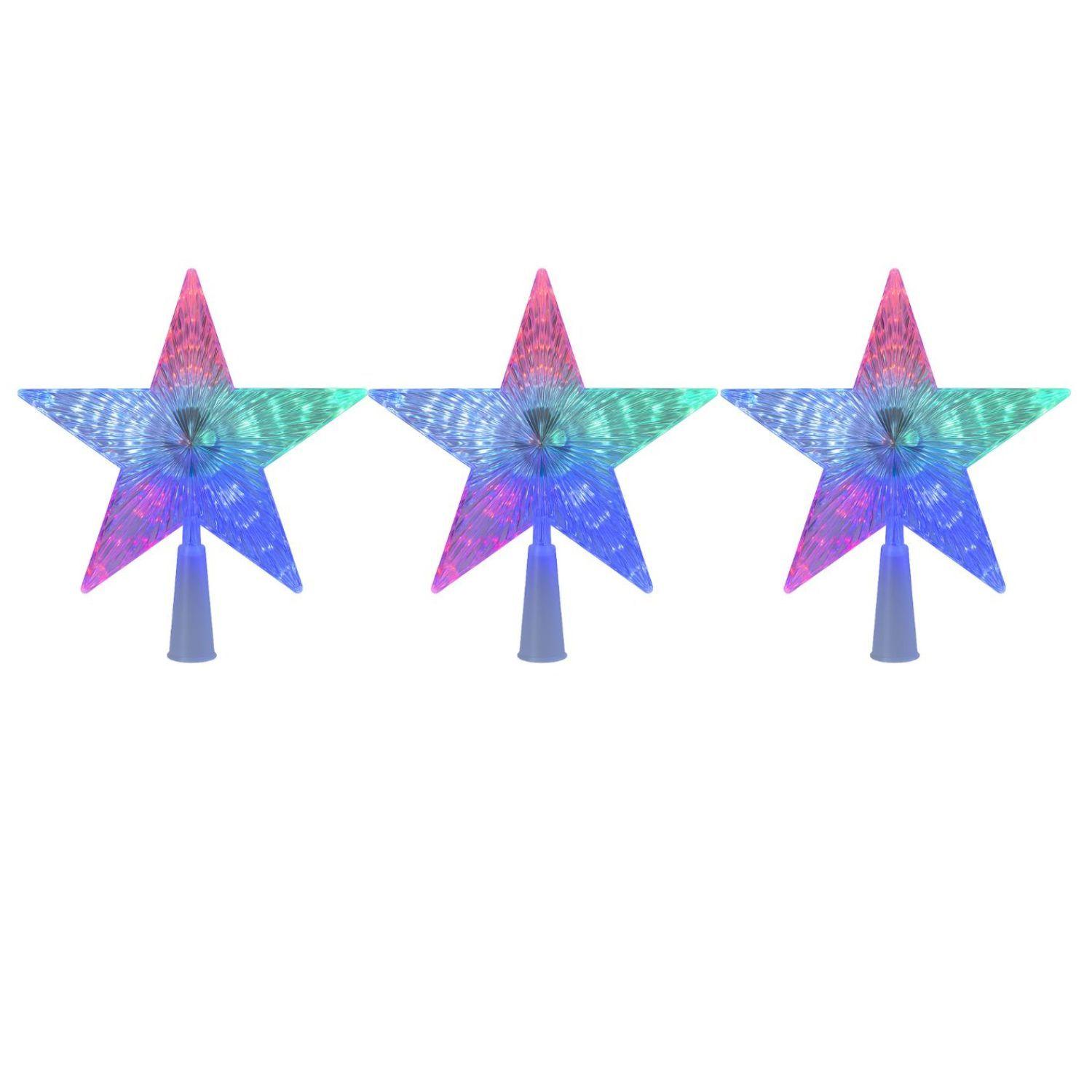Set 3 Estrellas Punta Arbol RGB Navidad A Pilas Decoracion-0