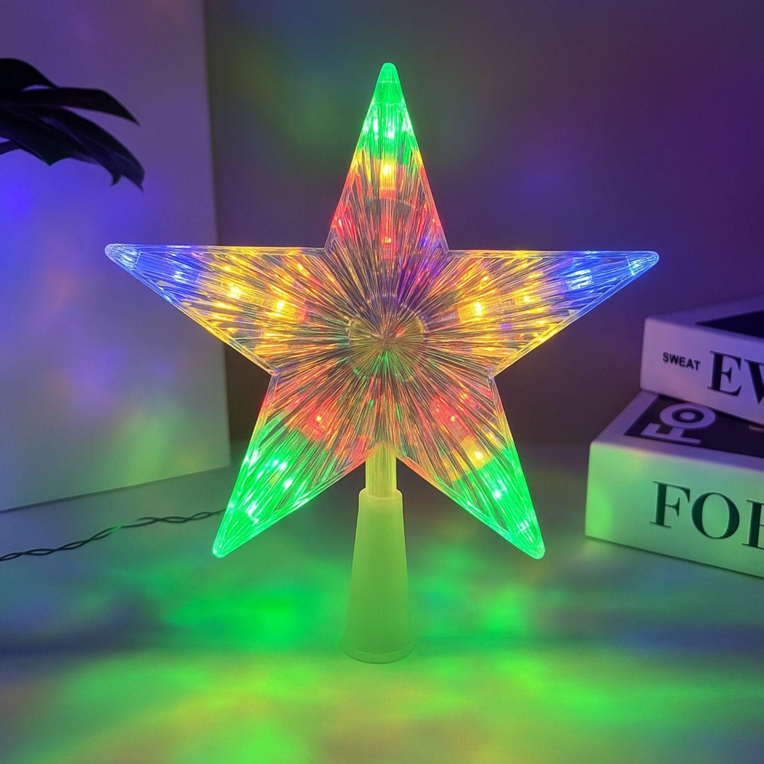 Set 3 Estrellas Punta Arbol RGB Navidad A Pilas Decoracion-1