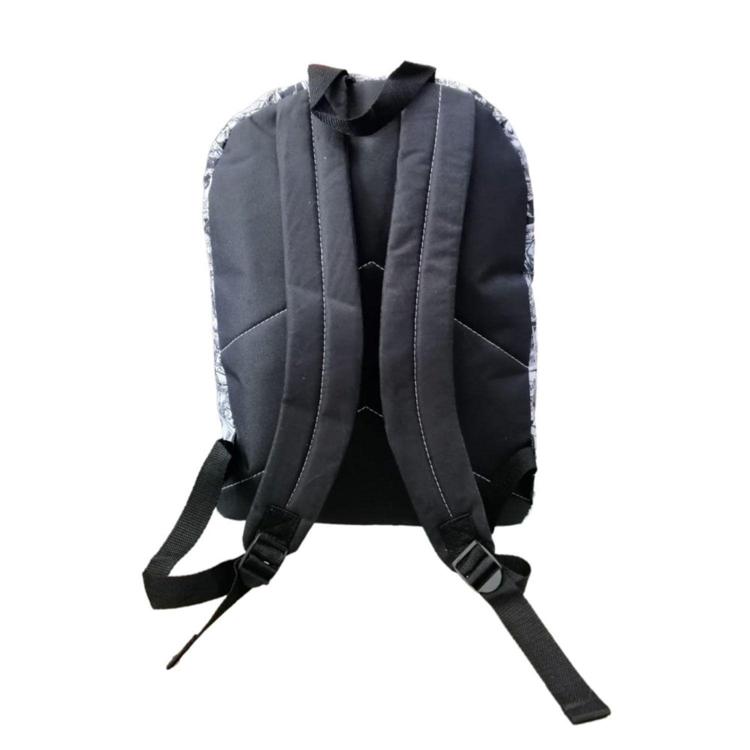 Mochila Estampado Cómics Blanco Negro Juvenil Casual Escolar-2