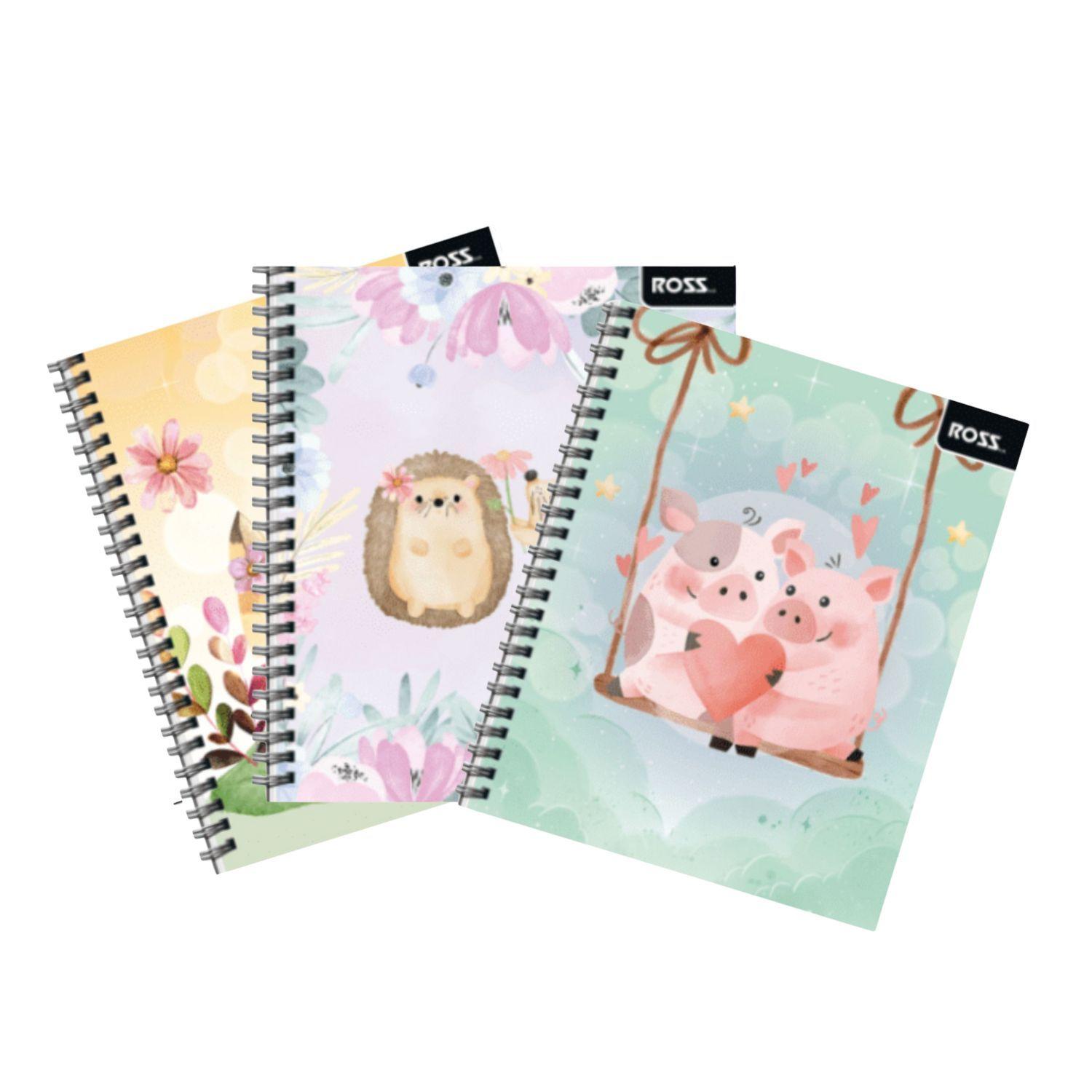 Pack 6 Cuadernos Animales Ilustrados Diseño Único 100 Hojas-1