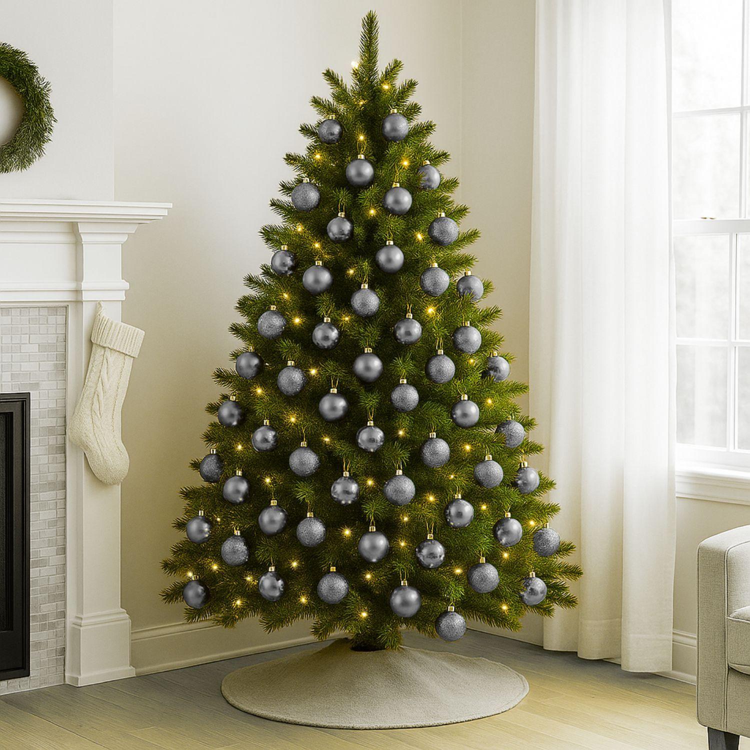 8 Esferas Navideñas Bambalinas 8 Cm Plateado Decoracion-2