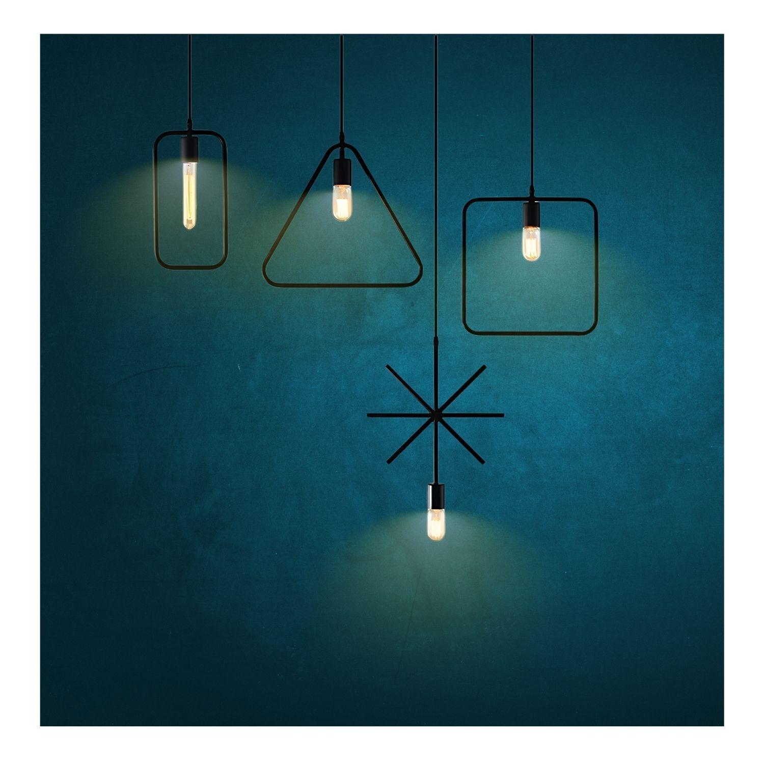 Set 4 Lamparas Colgantes Figuras Geométricas Vintage Negro-2