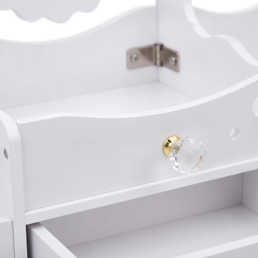 Cosmetiquero Organizador Maquillaje Espejo Con Cajon Blanco-3