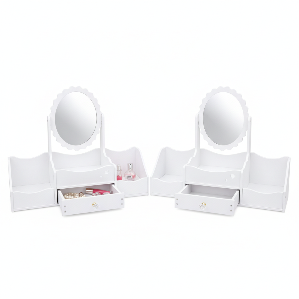 Cosmetiquero Organizador Maquillaje Espejo Con Cajon Blanco-8