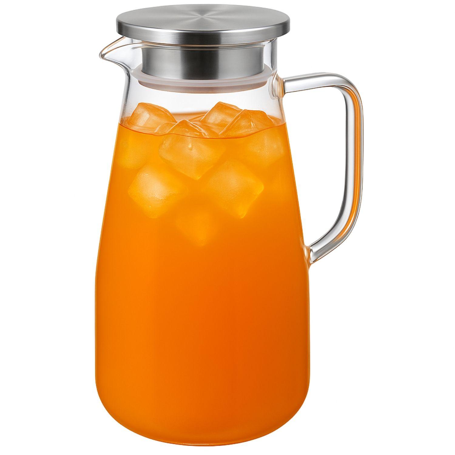 Jarra Tetera Vidrio Tapa Metalica Menaje Mesa 130 Grados-1