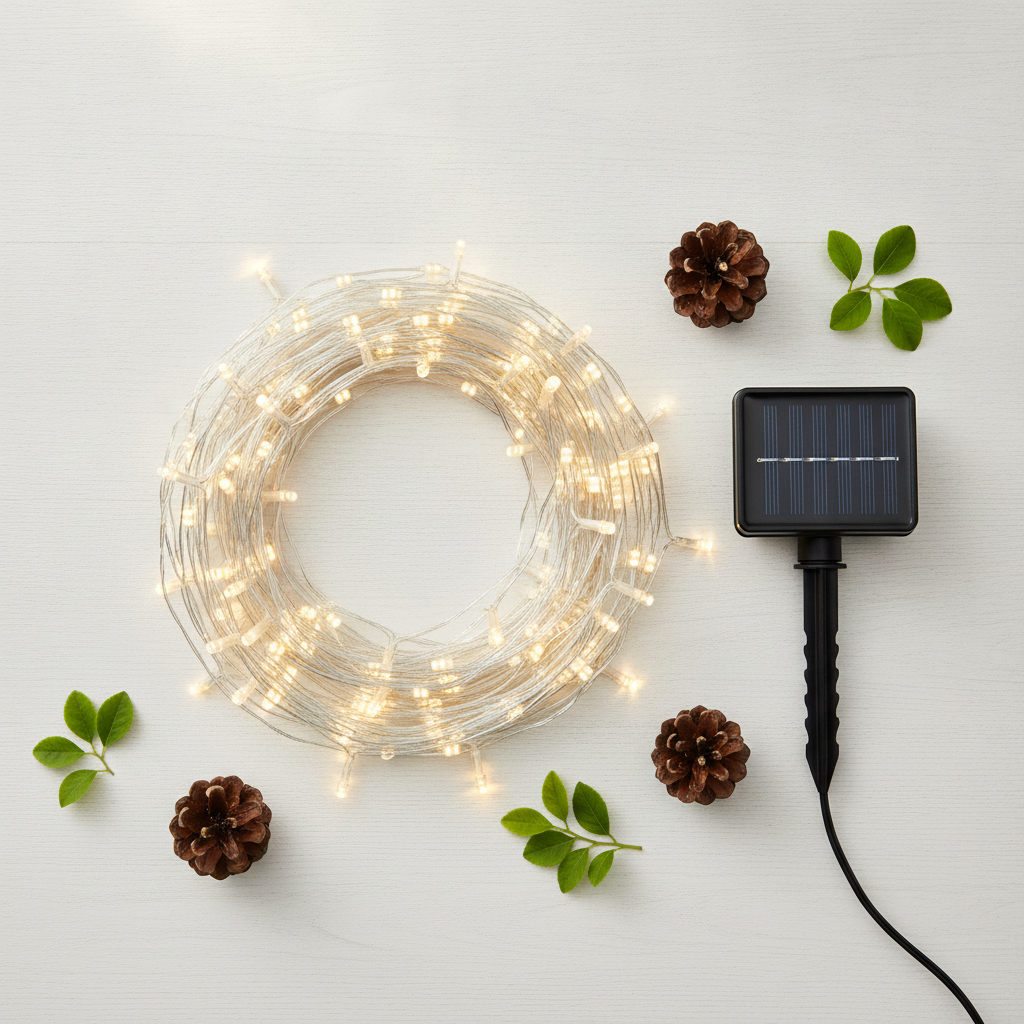 Cascada Luces Led Solar 56 Luces 3m Blanco Frío Árbol Rama-5