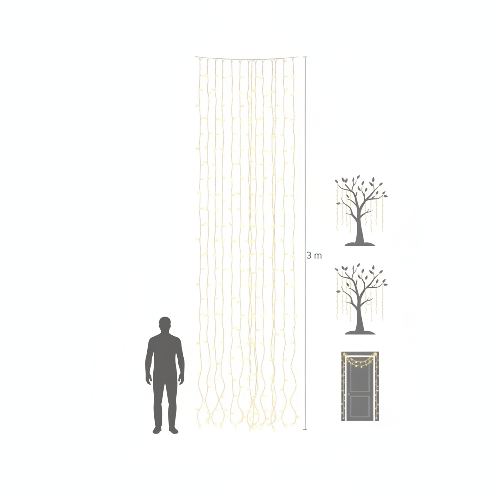 Cascada Luces Led Solar 56 Luces 3m Blanco Frío Árbol Rama-7