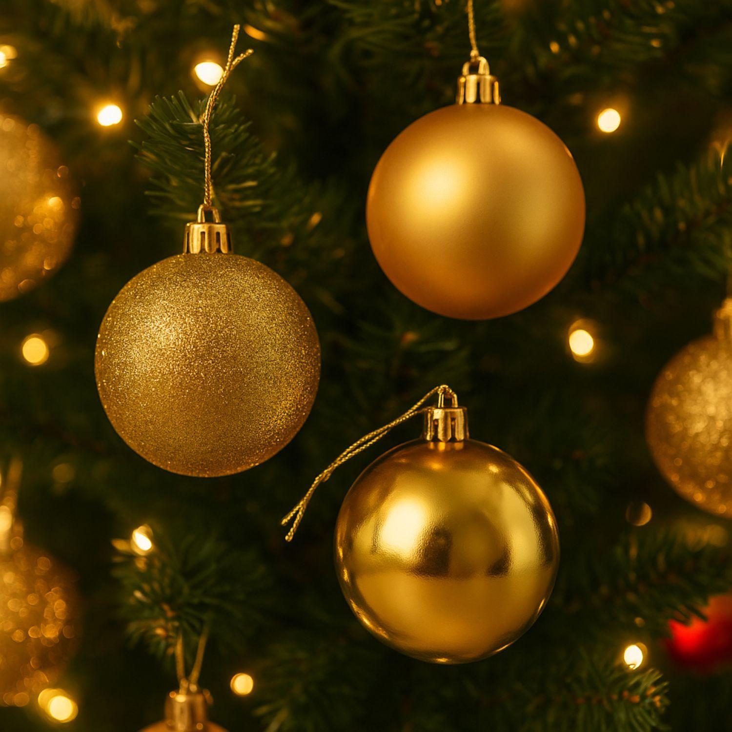 8 Bambalinas Esferas Decoración Dorado 7cm Adorno Navideño-1