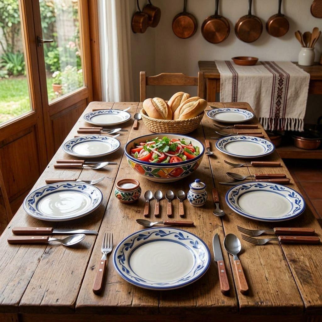 Set Cubiertos Madera 24 Pzs Tenedor Cuchillo Asado Acero-2