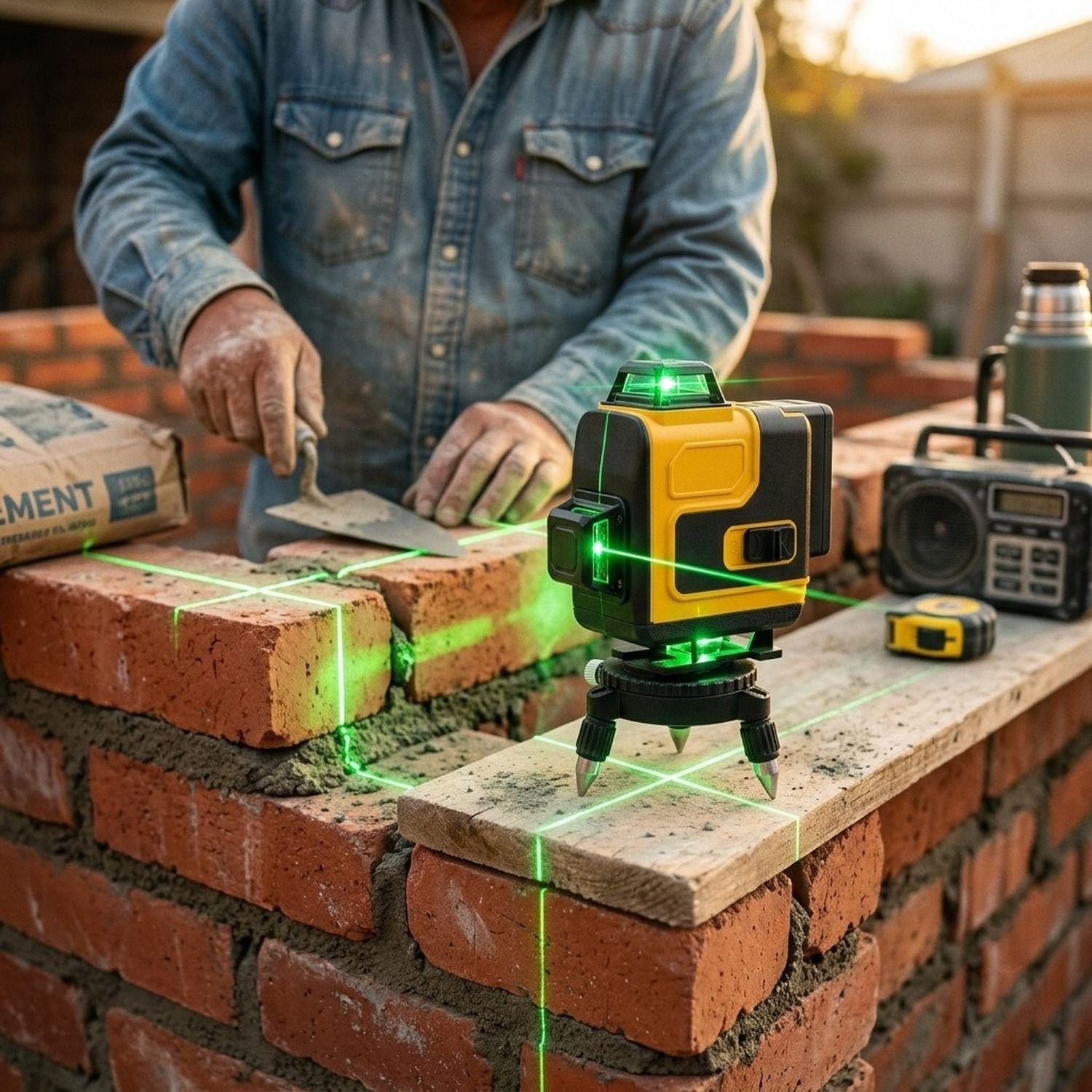 Set Nivel Láser Verde Profesional IP54 2 Baterías Remoto-2