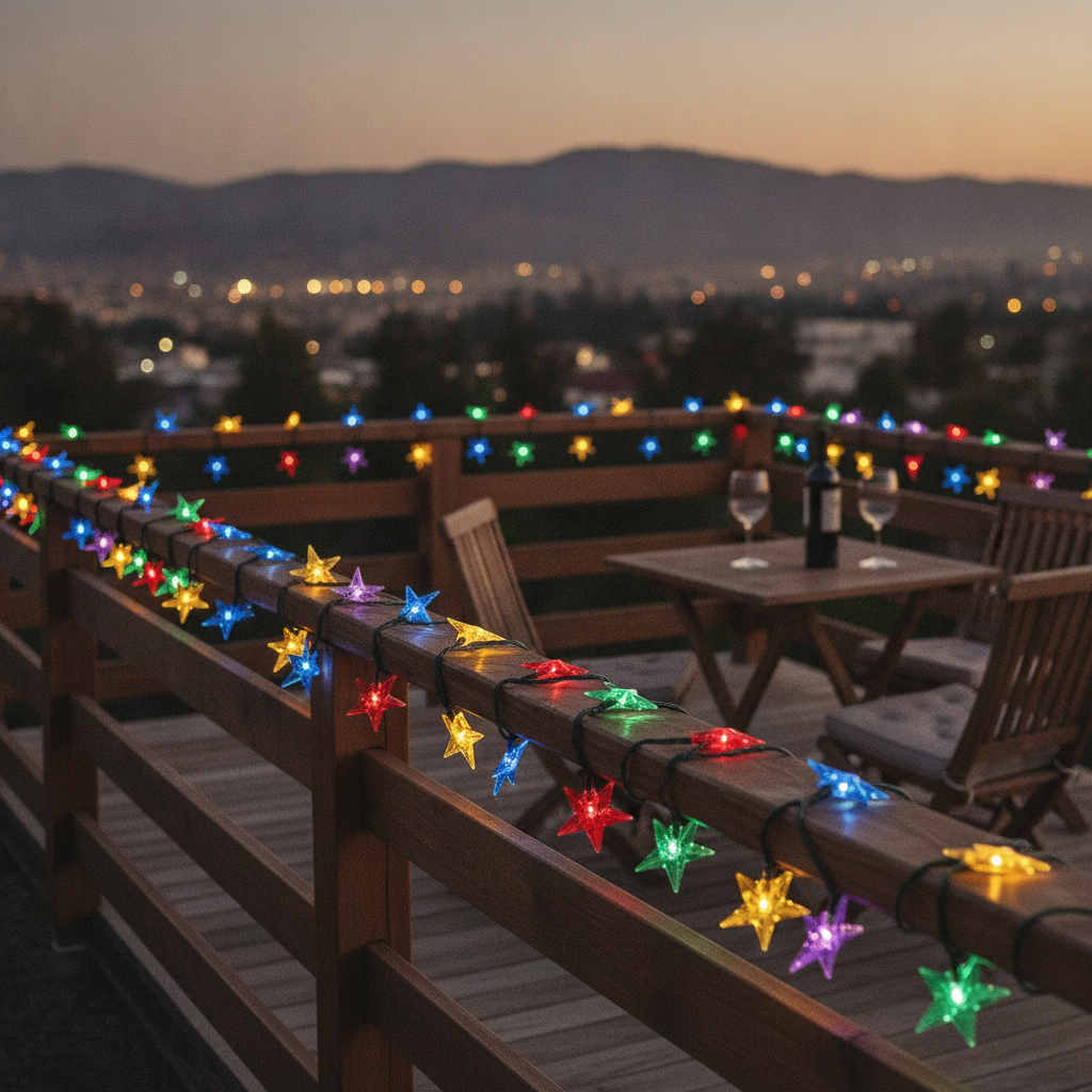 Guirnalda Solar 20 Luces Estrellas Led 6m Multicolor Deco-1