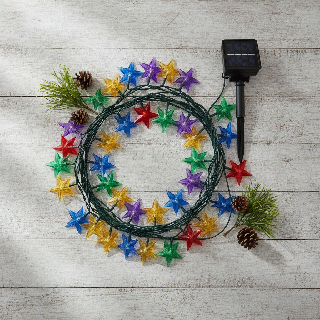 Guirnalda Solar 20 Luces Estrellas Led 6m Multicolor Deco-5