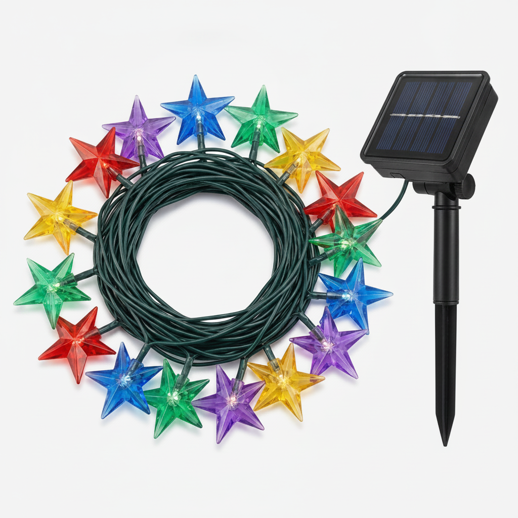 Guirnalda Solar 20 Luces Estrellas Led 6m Multicolor Deco-7