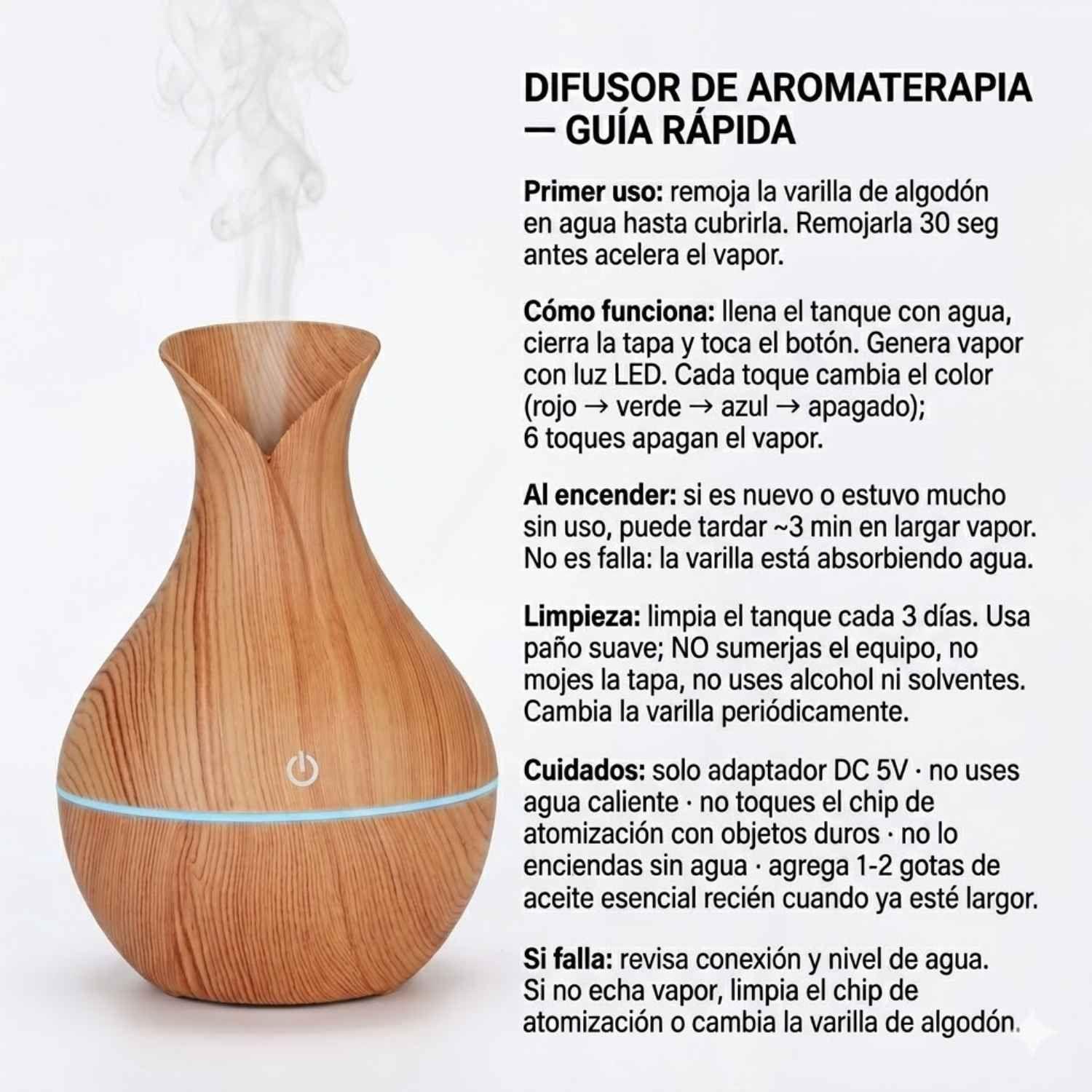 Humidificador Jarro 130mL Silencioso Aromatico Hogar Beige-7