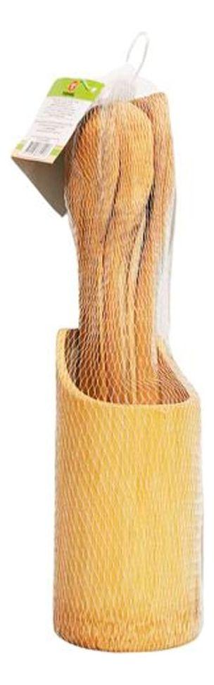 Set Juego de 5 Piezas De Bambu Utensilios De Madera Redondo-1