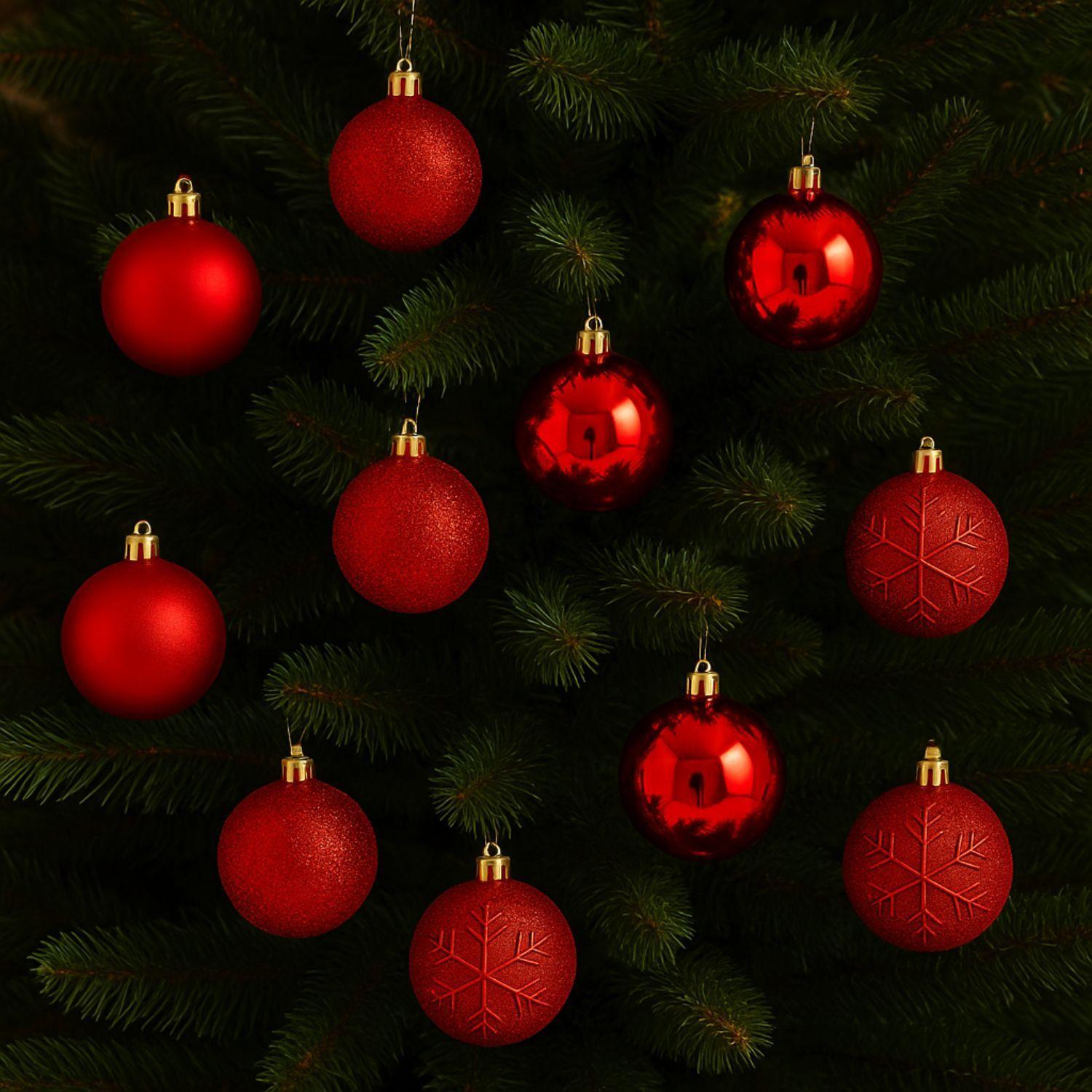 16 Esferas Bambalinas Adorno Navideño Rojo 6cm Decoracion-1