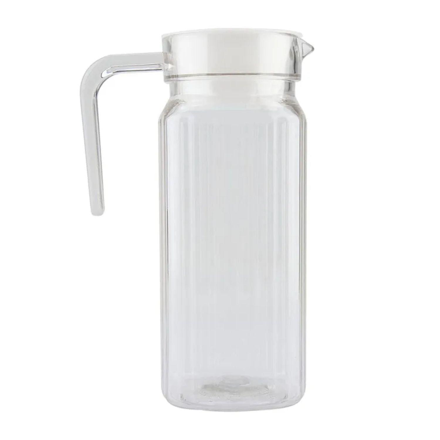 Jarra De Vidrio Agua Jarra De Jugo Jarra Con Tapa Vintage 1 Litro-0