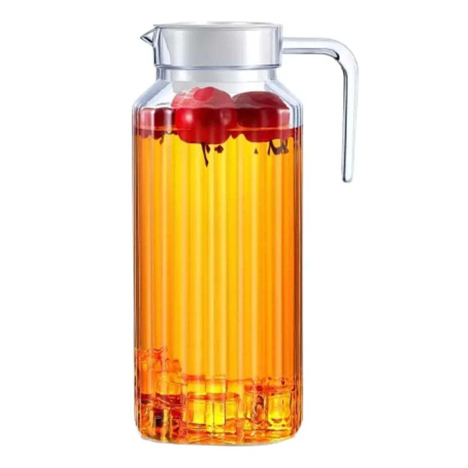 Jarra De Vidrio Agua Jarra De Jugo Jarra Con Tapa Vintage 1 Litro-1