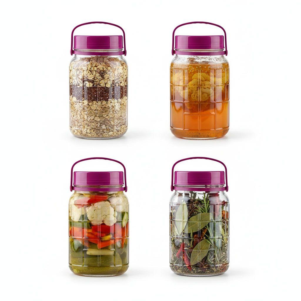 Frasco Vidrio Hermético Escabechero 2 Litros Con Tapa-4