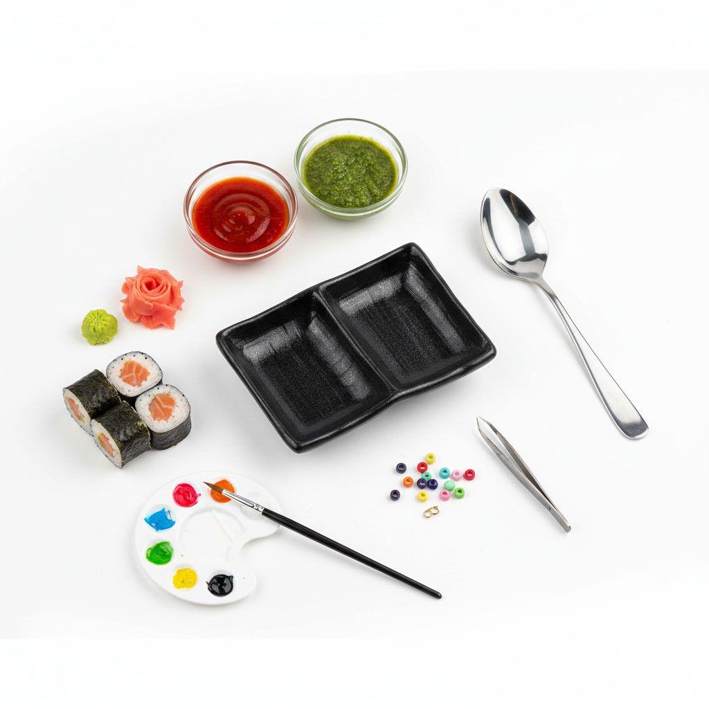 Salsero Doble Ceramica Tokai Dividido Negro Cocina-6