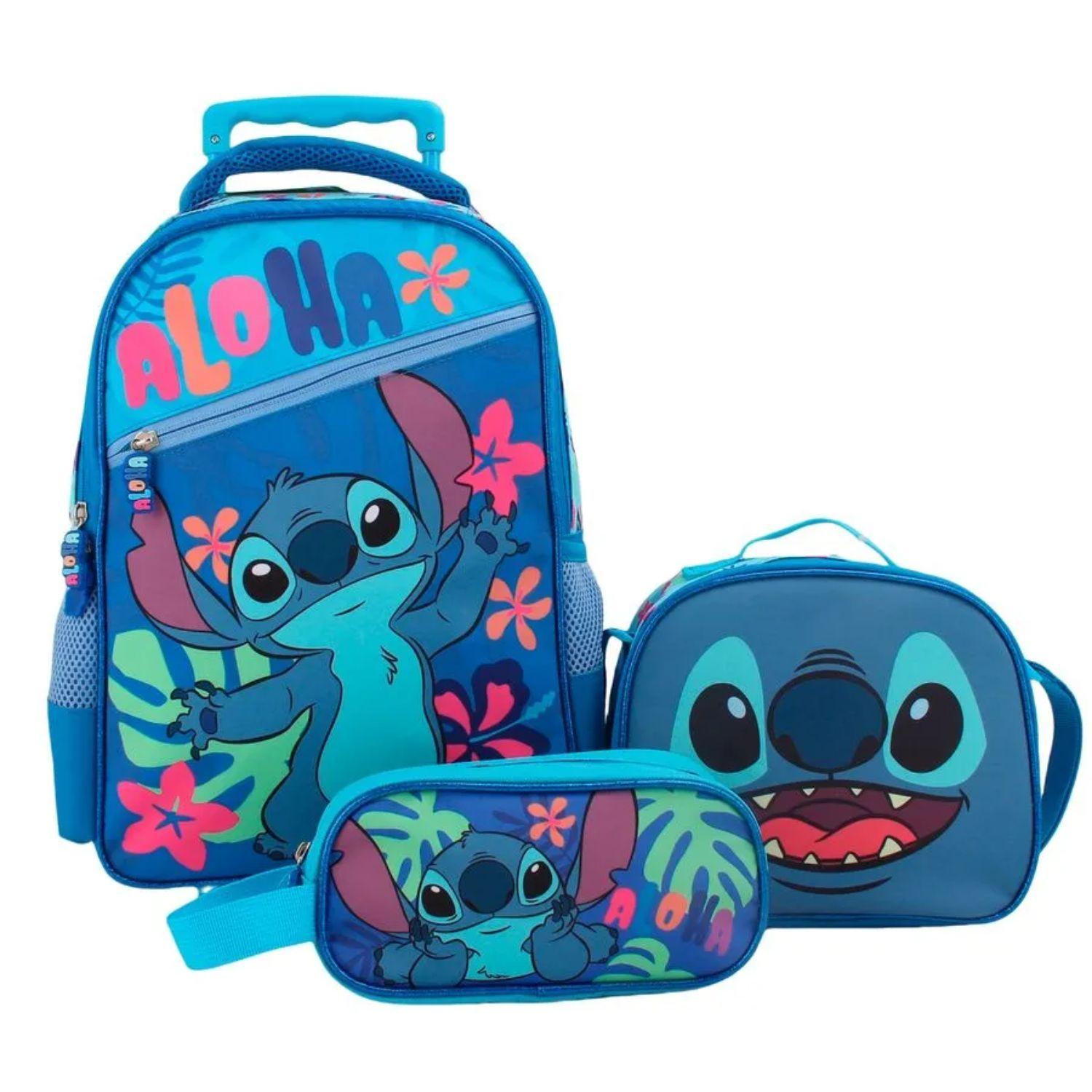 Pack 3 Piezas Mochila Lonchera Estuche Diseño Animado Azul-0