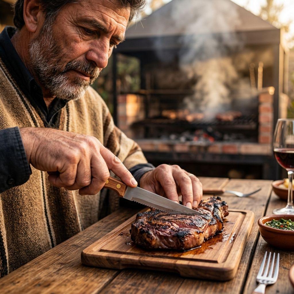 Cuchillos Asado Mango Madera Pack 12 Acero Inoxidable-1